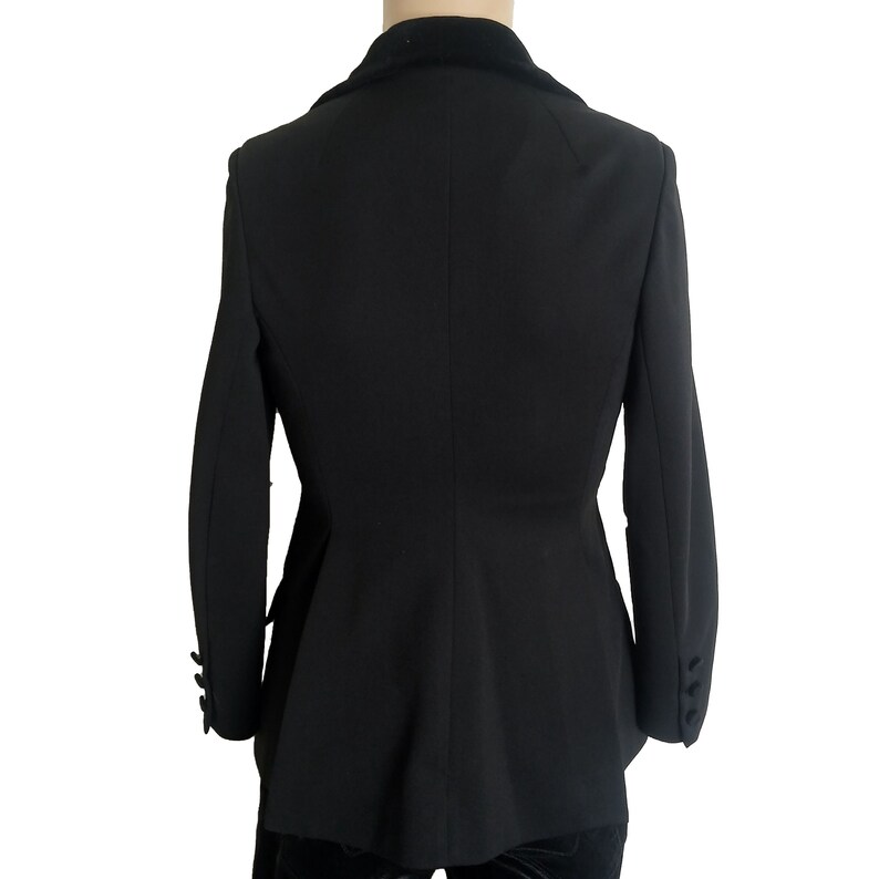 Vintage 60s Lilli Ann Knits Black Velvet Trim Blazer Coat Jacket image 5