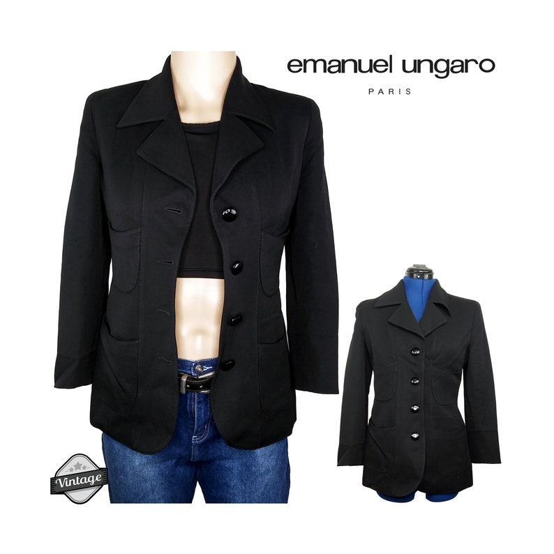 Vintage 90s Emanuel Ungaro Parallele Paris Button Front Jacket Made in Italy Size 6 image 1