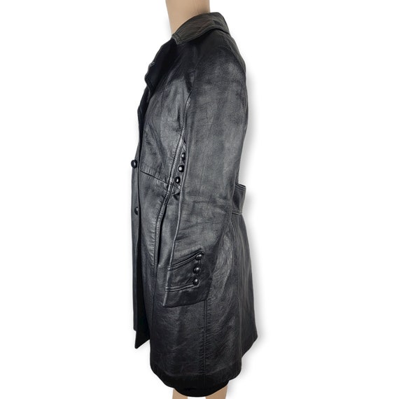 Vintage Black Leather Trench Coat - image 4