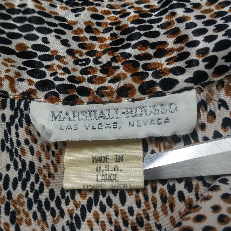 Vintage 80s Marshall Rousso Snake Print Button Front Shirt Blouse Sz Large