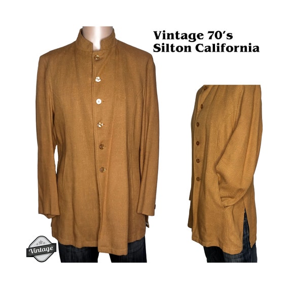 Vintage 70s Silton of California Mandarin Collar N