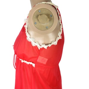 Vintage 70s Dynasty Red Sheer Maxi Nightgown image 6