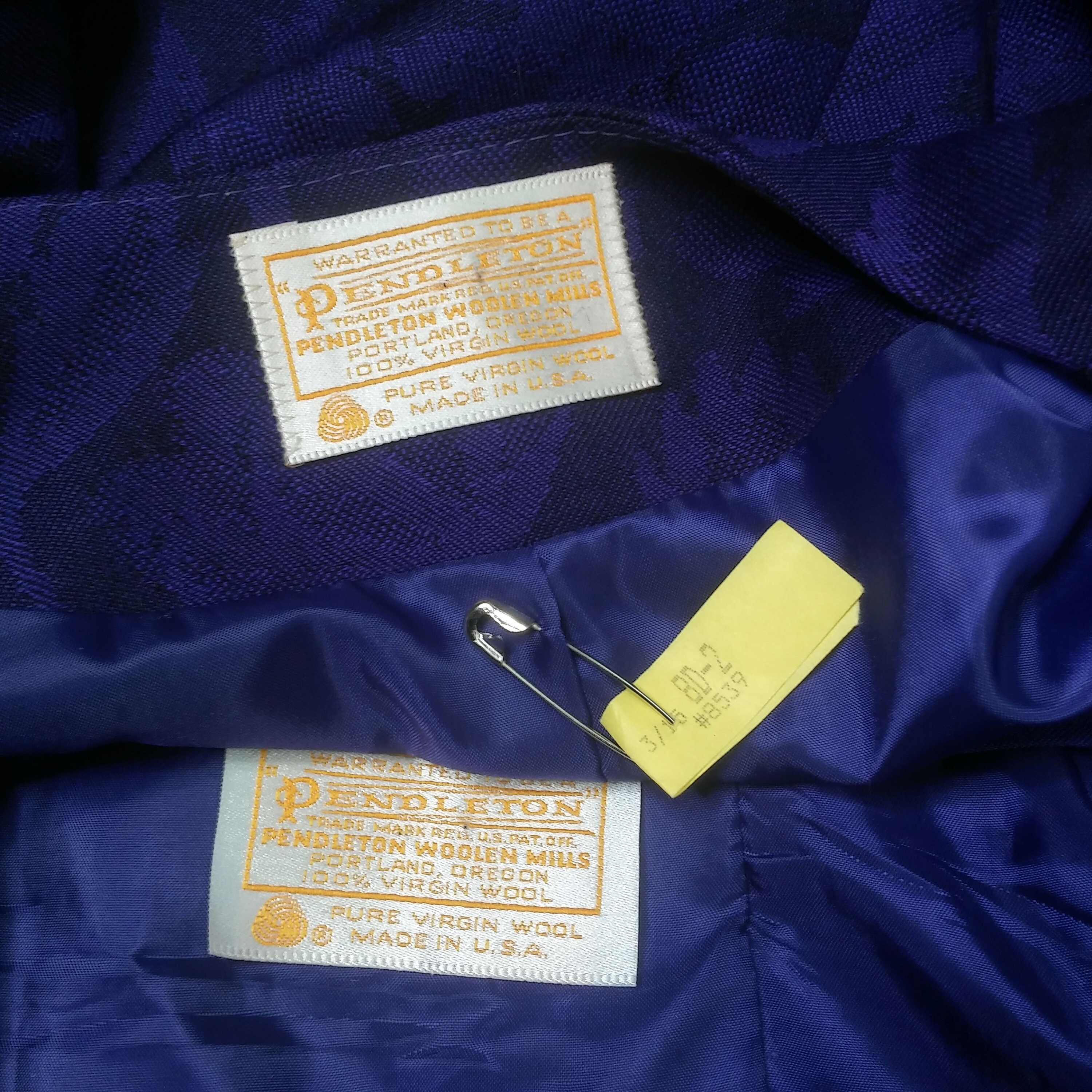 Vintage 70s Pendleton 2 Pc Purple Floral Skirt Suit Set Size