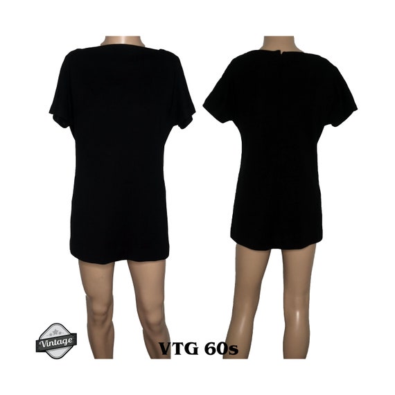 Vintage 60s Rotini Black Mod Micro Mini Dress Boat