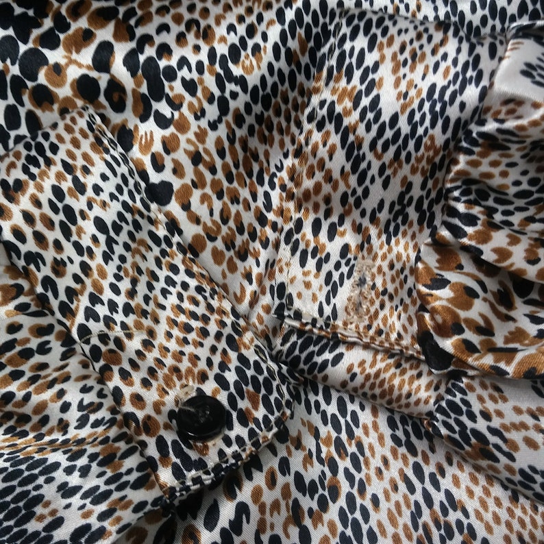 Vintage 80s Marshall Rousso Snake Print Button Front Shirt Blouse Sz Large