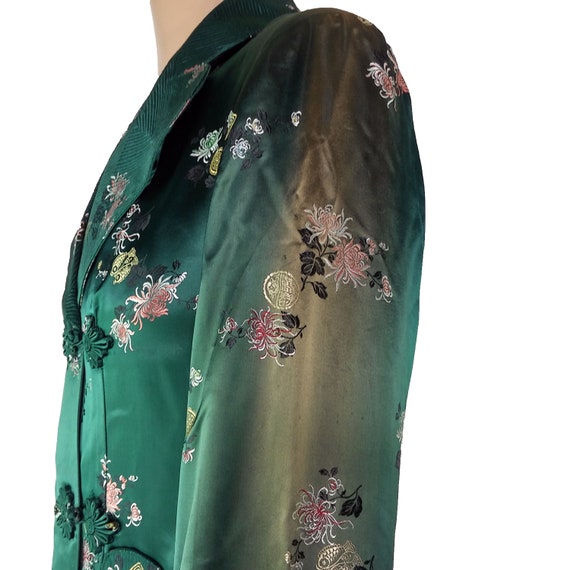 Vintage 59' - 79' Green Brocade Floral Asian Robe - image 8