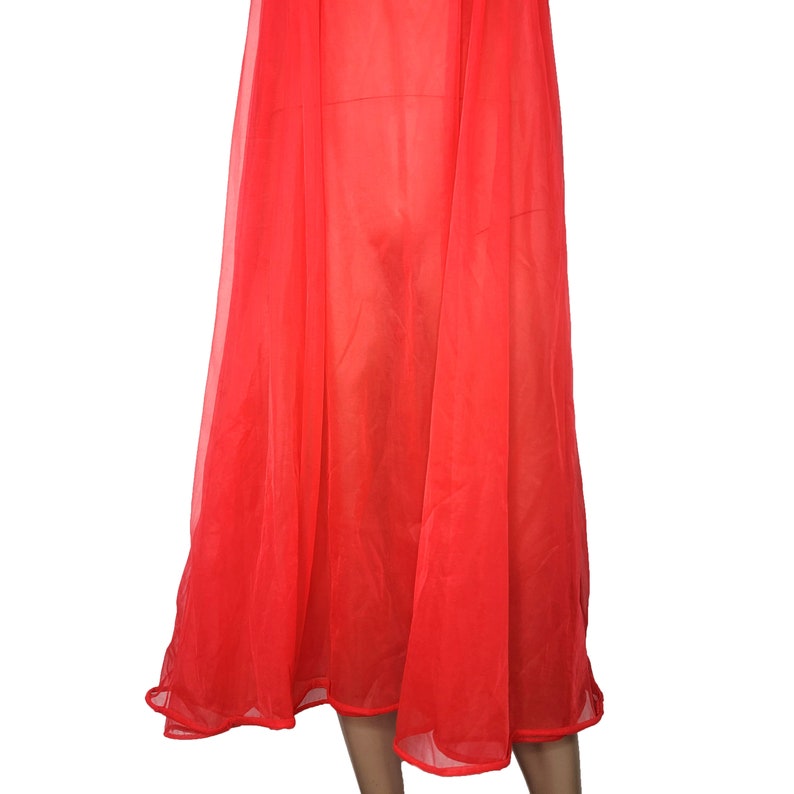 Vintage 70s Dynasty Red Sheer Maxi Nightgown image 7