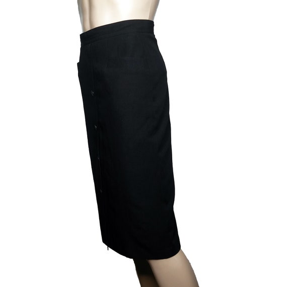 Vintage 40s 50s Black Pencil A Line Skirt with Po… - image 3