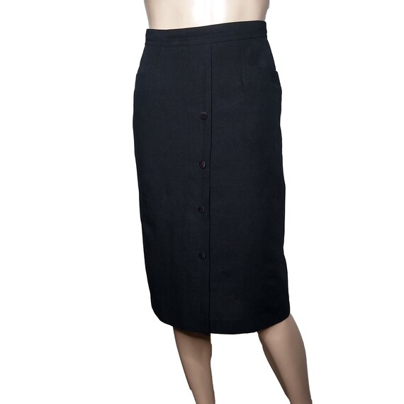 Vintage 40s 50s Black Pencil A Line Skirt with Po… - image 2