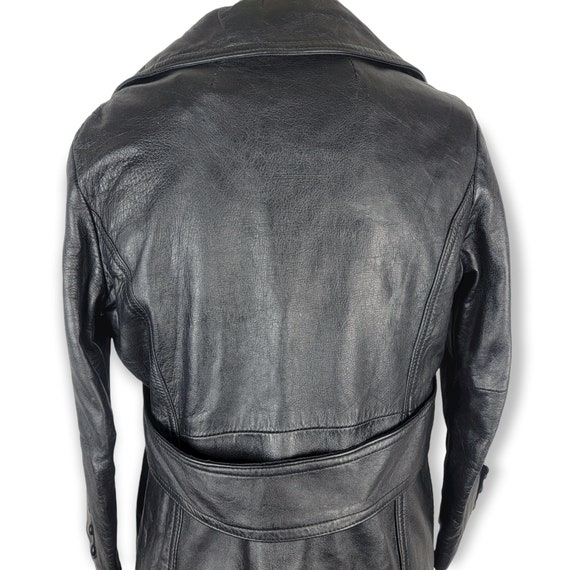 Vintage Black Leather Trench Coat - image 7