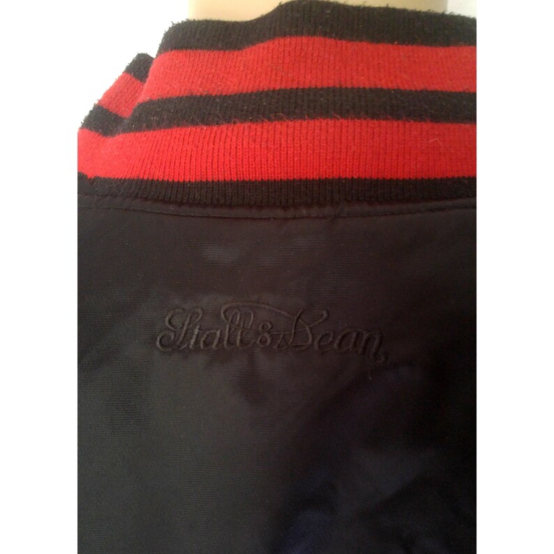 Stall /& Dean Mens Harvard Varsity Jacket 4XL Crimson Black Red Spell Out Ivy League Bomber