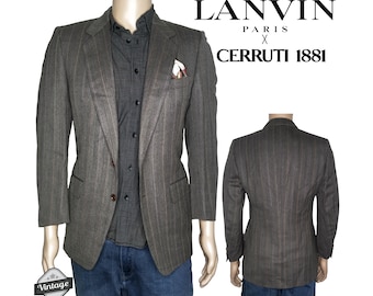 Vintage Lanvin x Cerruti 1881 Herringbone Wool Blazer Sport Coat 40R