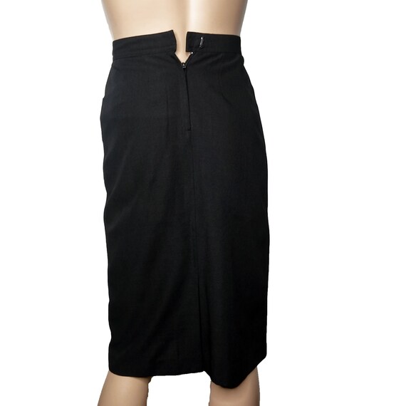 Vintage 40s 50s Black Pencil A Line Skirt with Po… - image 4