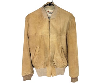 Vintage 70s Cresco Suede Leather Zip Up Jacket Size 40