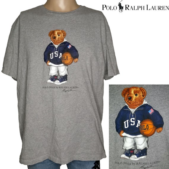 Vintage 90s Ralph Lauren Polo Bear Basketball T Sh