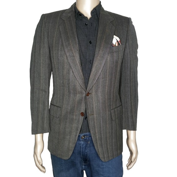 Vintage Lanvin x Cerruti 1881 Herringbone Wool Bl… - image 3