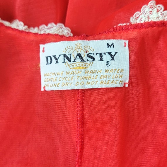 Vintage 70s Dynasty Red Sheer Maxi Nightgown - image 9