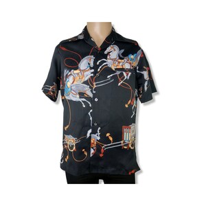 Vintage 80er Tori Richard Asiatischer Pferdewagen HawaiiAn Button Front Shirt