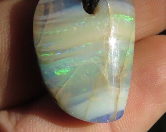 Pink Green and Blue Opal. A Polar Bear Picture Stone 46.35 Carat Natural Polished Solid Boulder Opal From Quilpie Queensland Australia