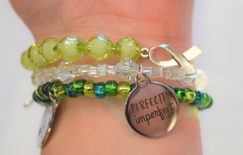 Inspirational Beaded Memory Wire Charm Bracelet Etsy