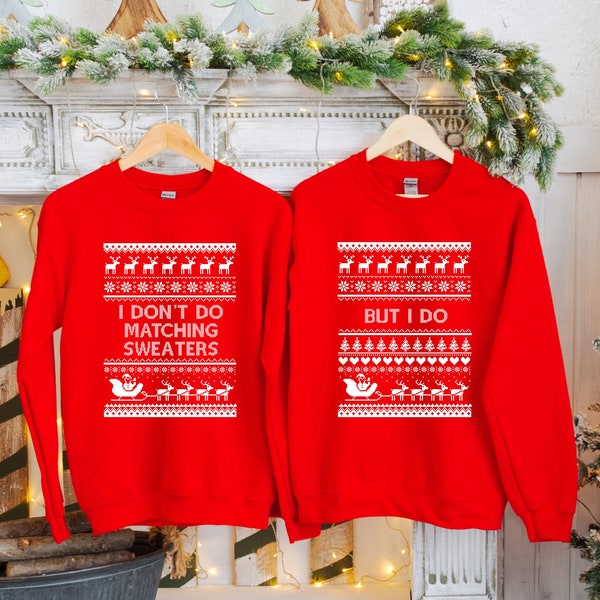 Couple matching Christmas sweater / Funny Christmas Sweatshirts / Unisex Red