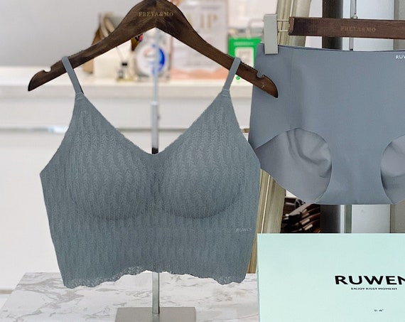 Women's Padded Silver Grey Lace Camisole Bra | Seamless and wire free design | Perfect for summer and travel