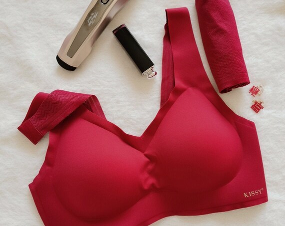 Cherry Red Wireless Wide-strap Bra | Comfortable, Seamless No Clasp Design | Perfect for daily life, home working, sports, yoga or maternity