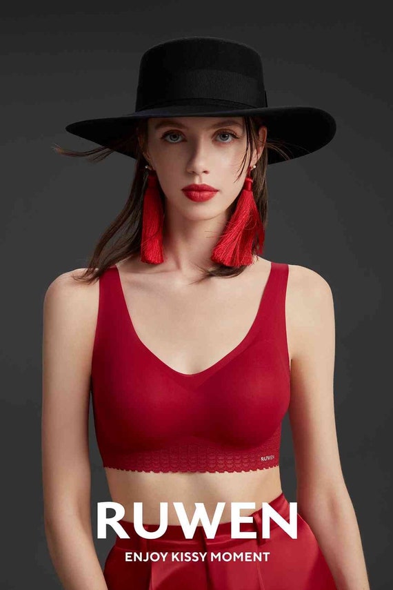 Cherry Red Koi Scale Wireless and Seamless Bra | Super comfy and sexy design |  Perfect for going out, sports, yoga or daily wear