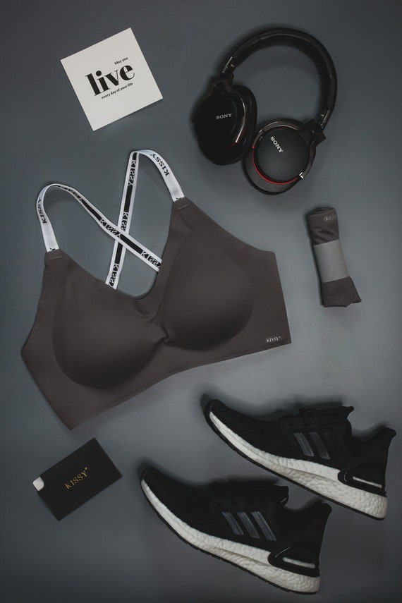 Anthracite Grey Criss-cross Sports Bra | Wireless and Seamless design | Perfect for high and medium impact sports, yoga, gym or daily life