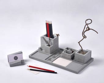 concrete Desk Organizer set