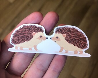 Hedgehog Couple Sticker | Autumnal Two Hedgehogs Matte Vinyl Sticker