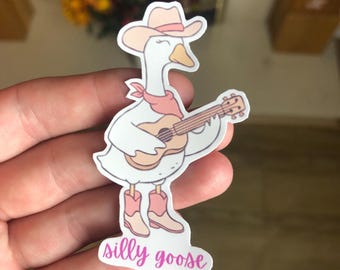 Dummer Gans-matte Vinyl Aufkleber | Aufkleber Cowboy Gans mit Gitarre
