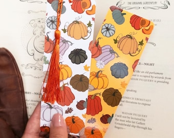 Autumn Pumpkin Bookmark with Tassel: Original Illustration