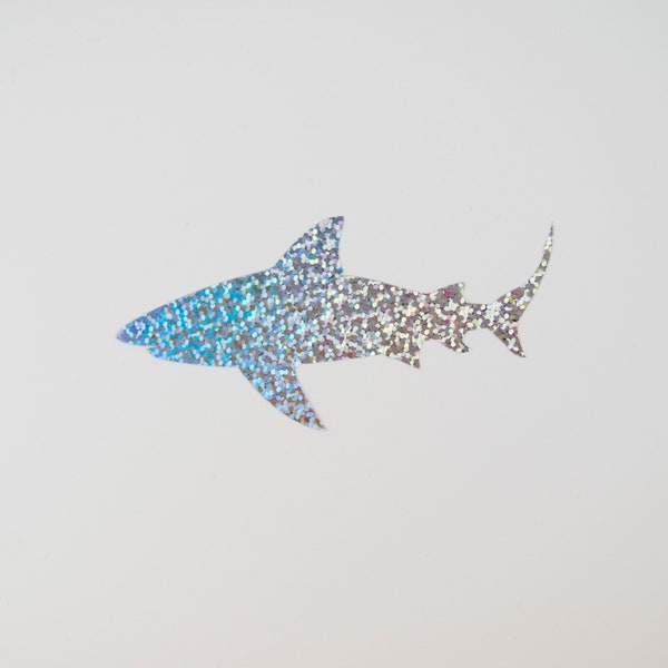 Holographic Glitter Shark Decal: Vinyl Sticker for Car, Laptop, Wall