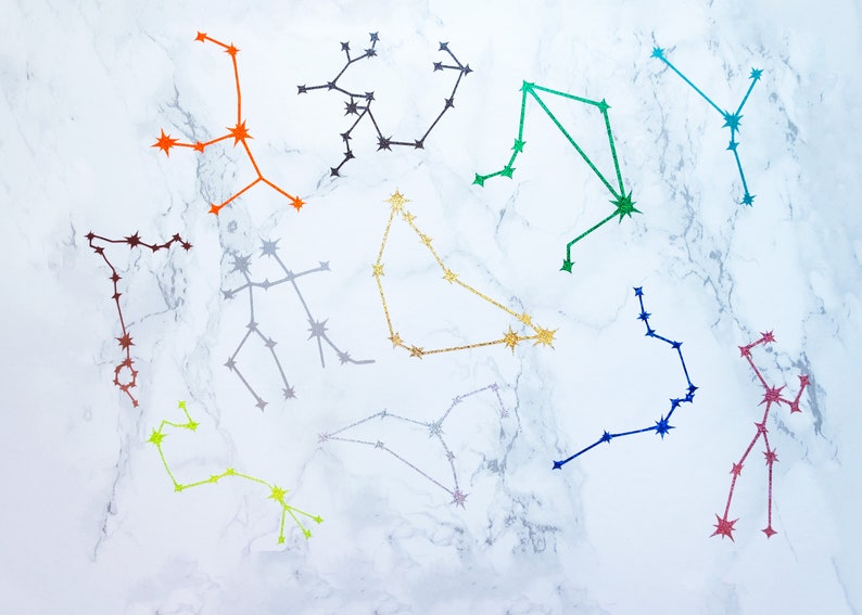 Zodiac Star Constellations Vinyl Decal Sticker in Various Glitter ...