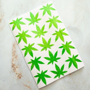 Cannabis Vinyl Hemp Sticker Sheet, Marijuana Green Weed Leaf Decals in ...