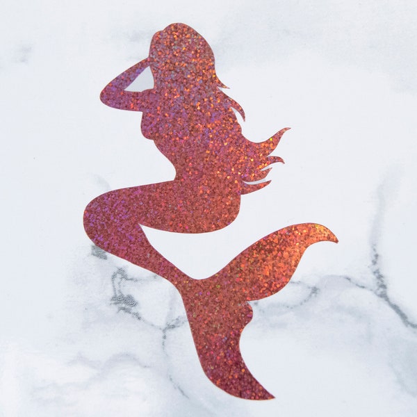 Mermaid sticker decal in glitter vinyl / Mermaid Vinyl Decal