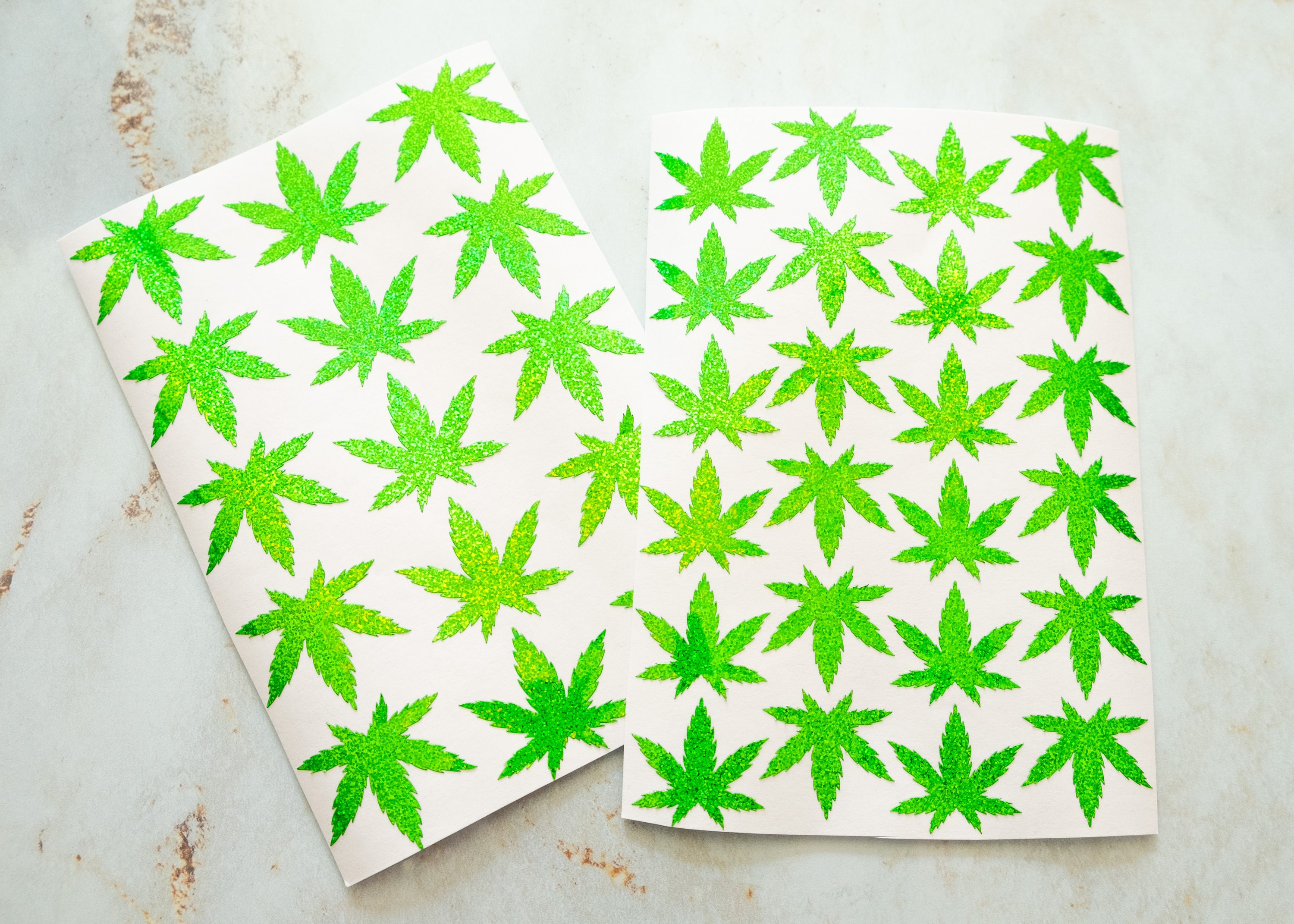 Cannabis Vinyl Hemp Sticker Sheet, Marijuana Green Weed Leaf Decals in ...