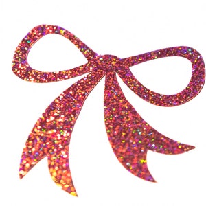 Bow Vinyl Decal in Holographic Glitter - Glitter Bow Sticker