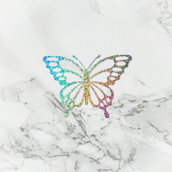 Glitter Butterfly Decal: Holographic Vinyl Sticker
