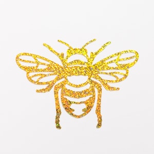 Bee sticker decal in gold glitter vinyl