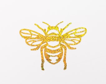 Bee sticker decal in gold glitter vinyl