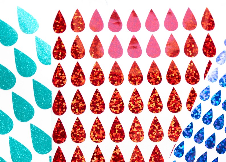 Waterdrops Sticker Design Water Drops Vinyl Sticker Sheet Holographic/glitter Drop Bullet Journal ...