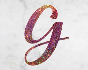 Glitter Initial Vinyl Sticker: Custom Monogram Decal