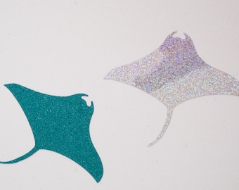 Sticker pour ordinateur portable en vinyle Stingray avec paillettes holographiques couleur Sea Ray sticker