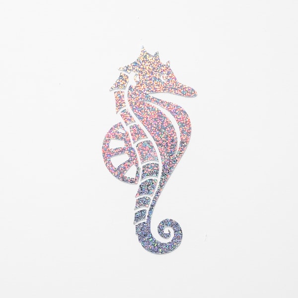 Seahorse decal / Seahorse Vinyl Sticker in Holographic glitter colour