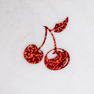 Red glitter Cherry vinyl sticker decal