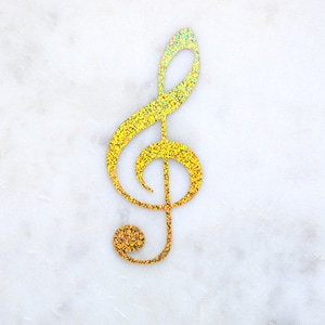 Adesivo de nota musical em clave de sol em cor holográfica/brilhante