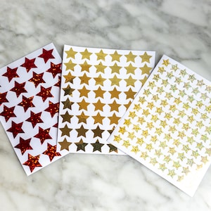 Juego de pegatinas con estrellas holográficas o con purpurina. Pegatinas para planificadores, Bullet Journal y sellos para sobres de boda