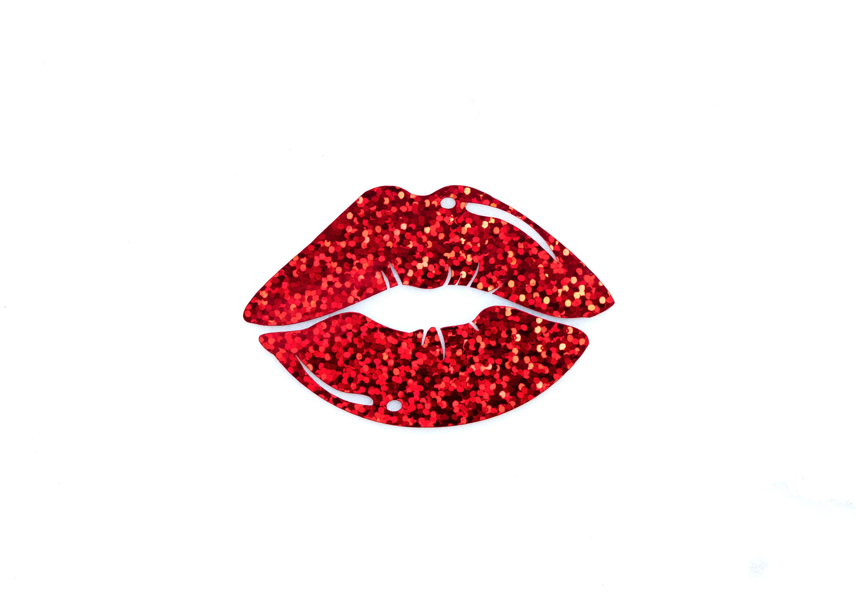 Lips Sticker In Red Glitter Vinyl Red Lips Decal Etsy